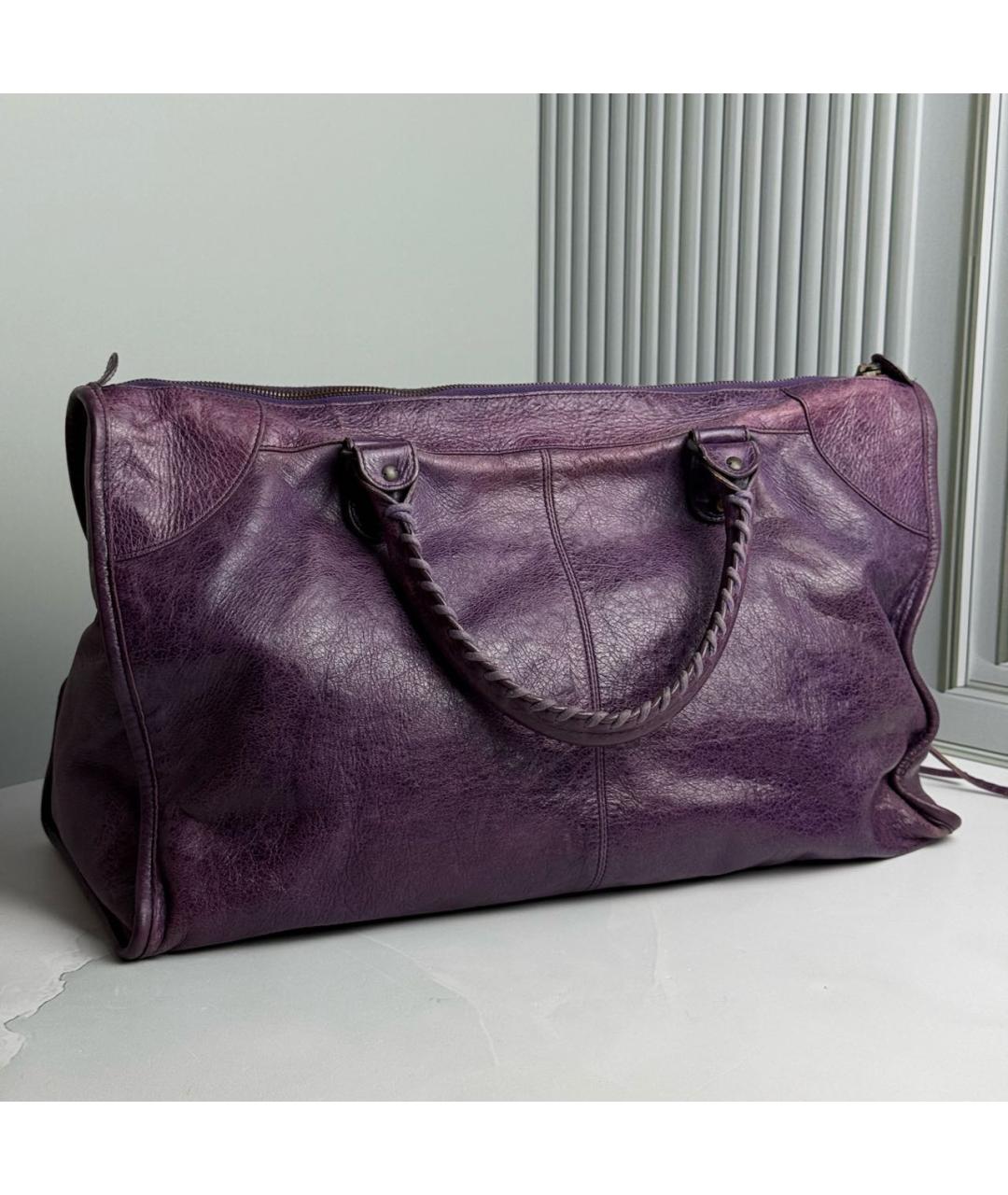 BALENCIAGA Фиолетовая кожаная сумка с короткими ручками, фото 2