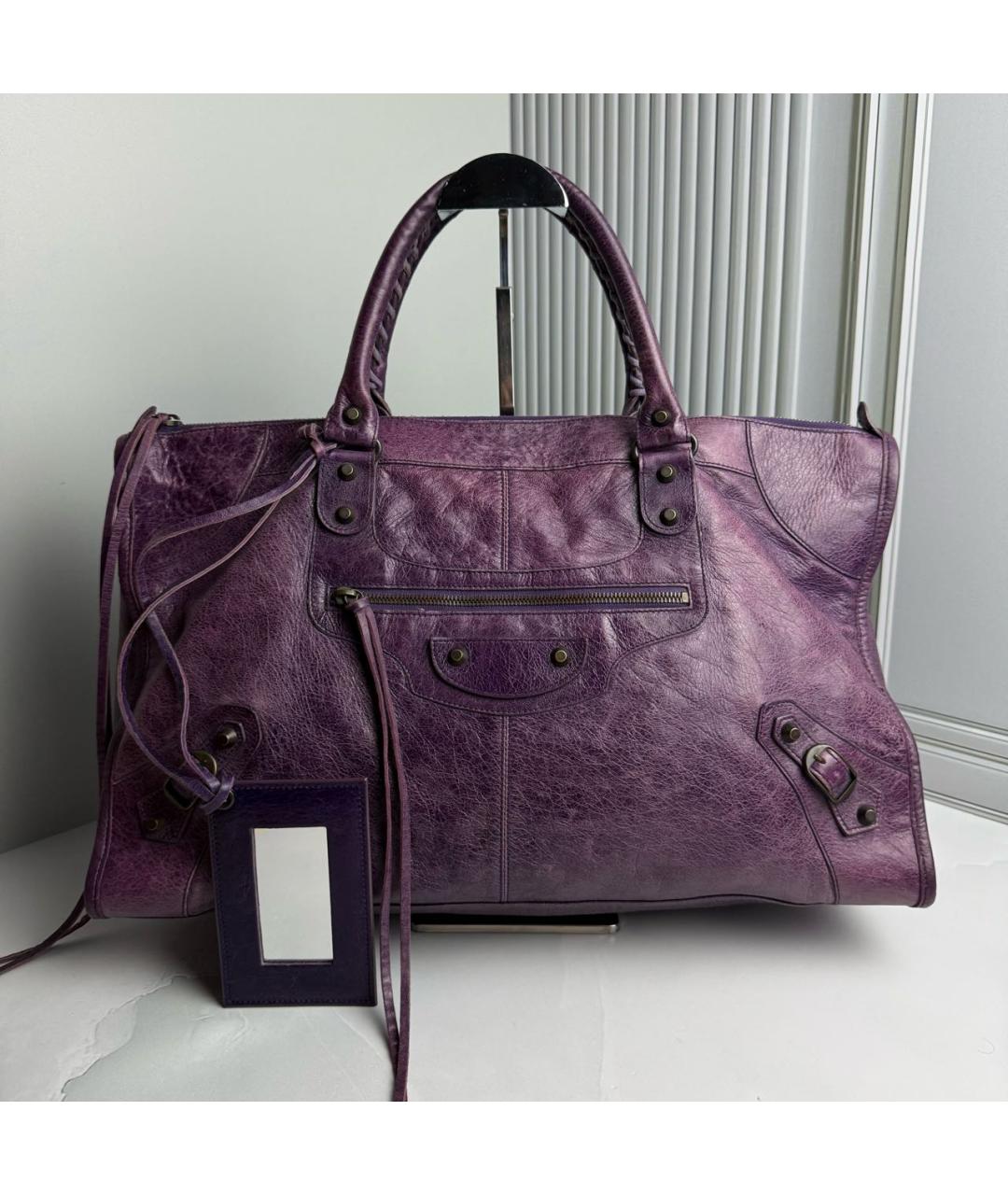 BALENCIAGA Фиолетовая кожаная сумка с короткими ручками, фото 9