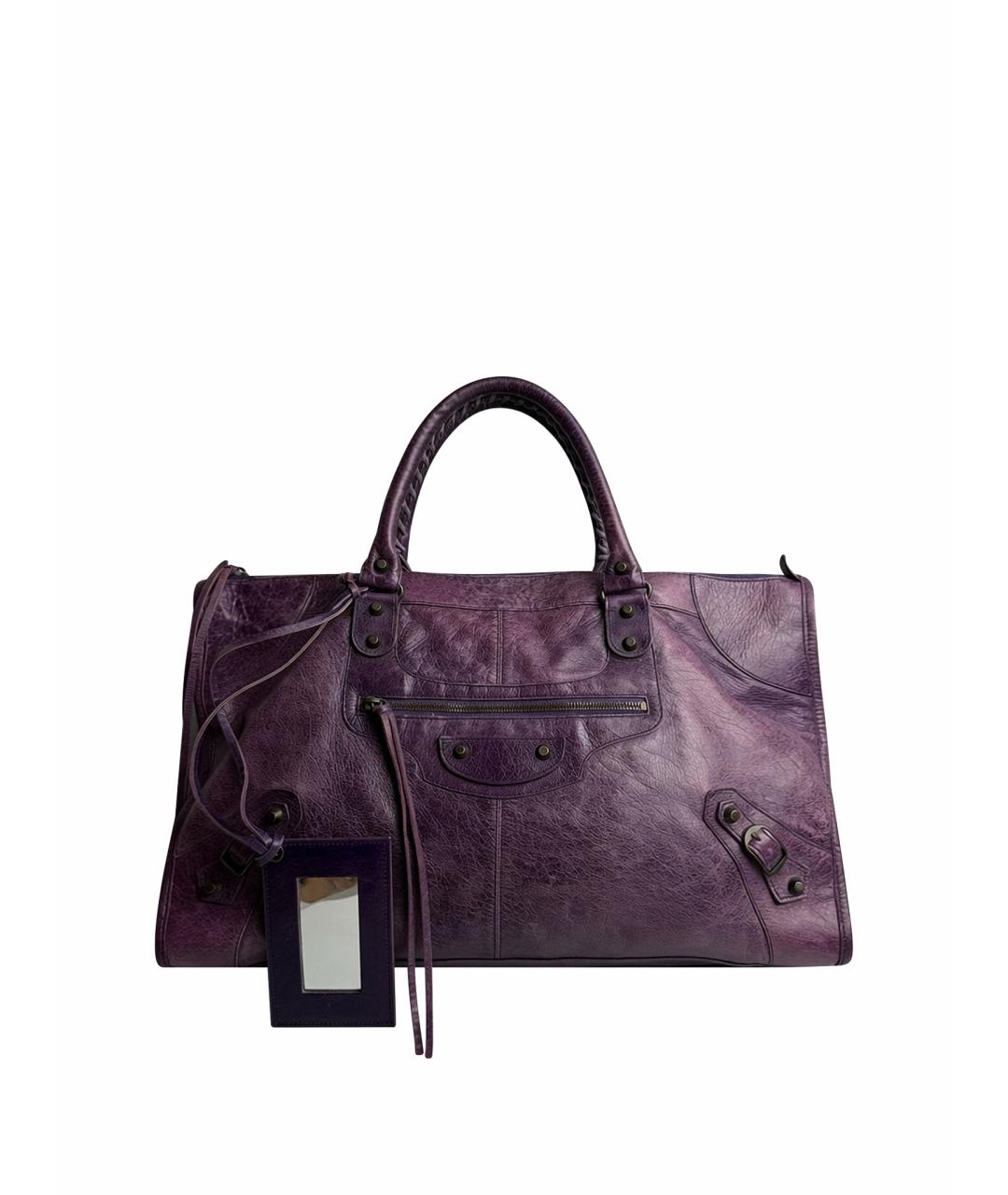 BALENCIAGA Фиолетовая кожаная сумка с короткими ручками, фото 1