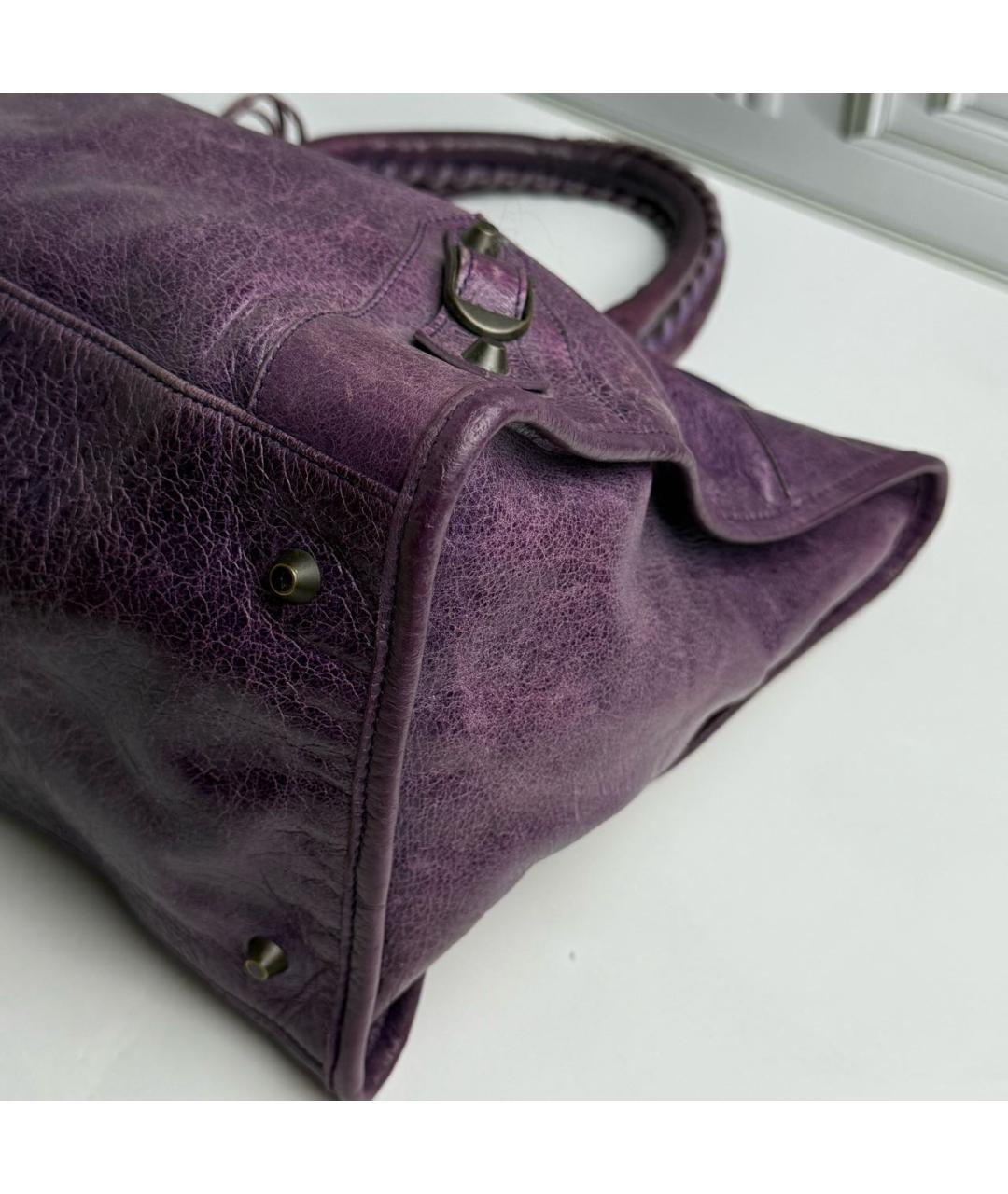 BALENCIAGA Фиолетовая кожаная сумка с короткими ручками, фото 5