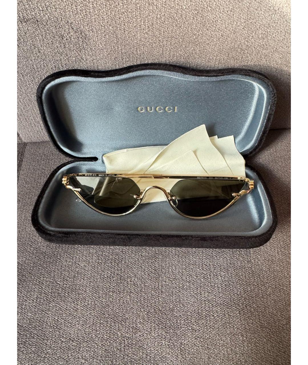 GUCCI Черные металлические солнцезащитные очки, фото 3