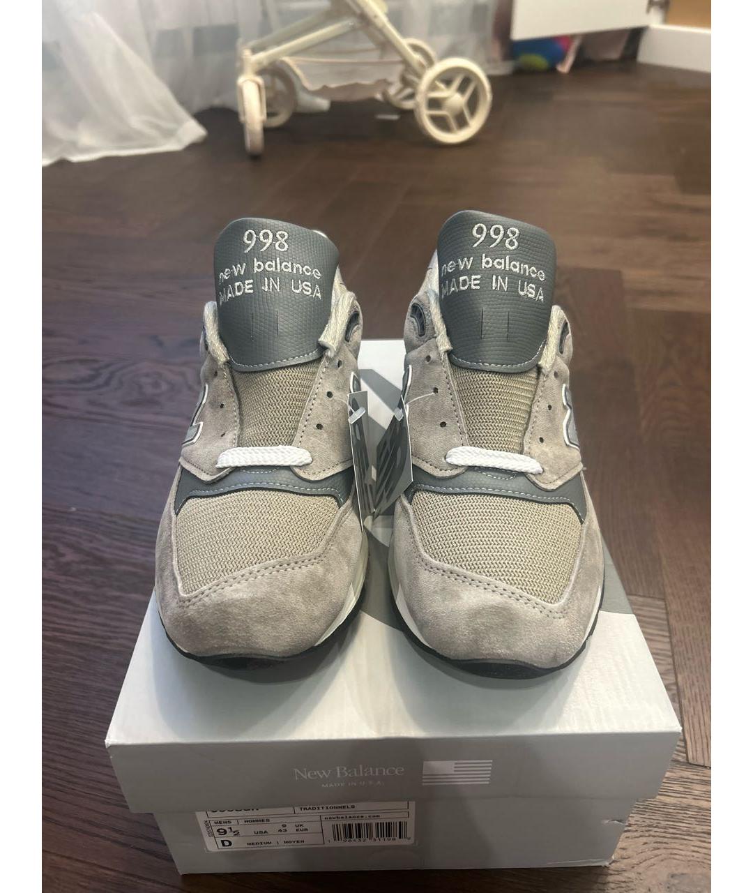 NEW BALANCE Серые замшевые низкие кроссовки / кеды, фото 2