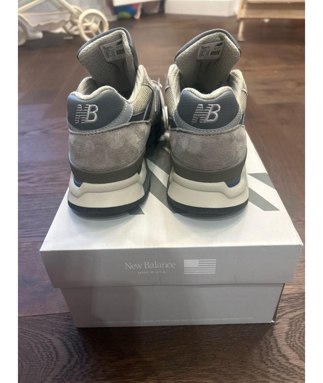 NEW BALANCE Серые замшевые низкие кроссовки / кеды, фото 4
