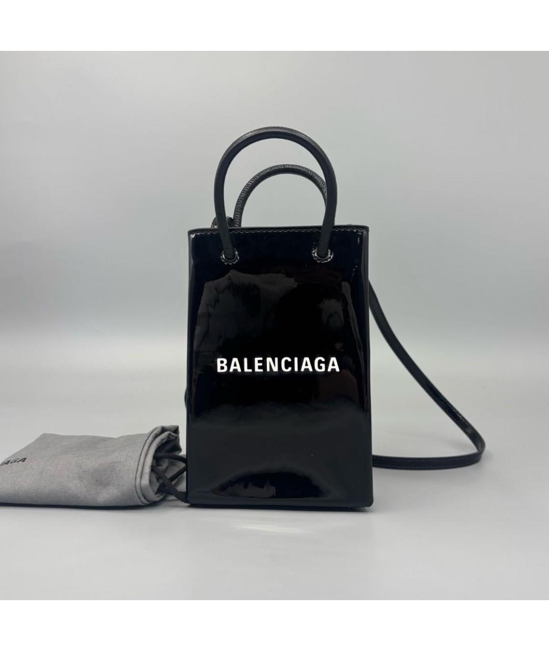 BALENCIAGA Черная кожаная сумка с короткими ручками, фото 8