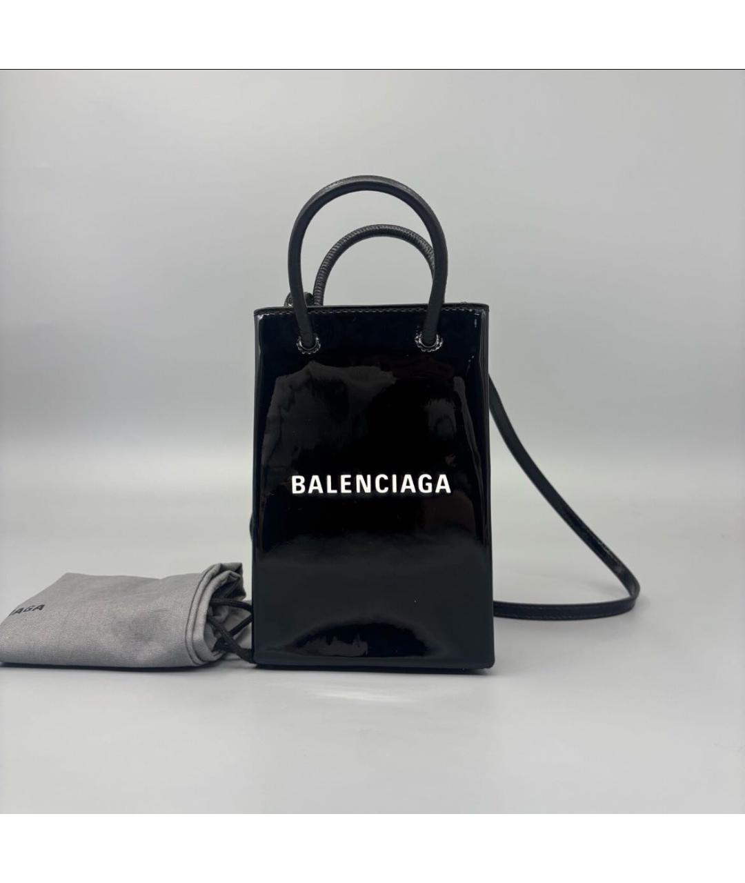 BALENCIAGA Черная кожаная сумка с короткими ручками, фото 2