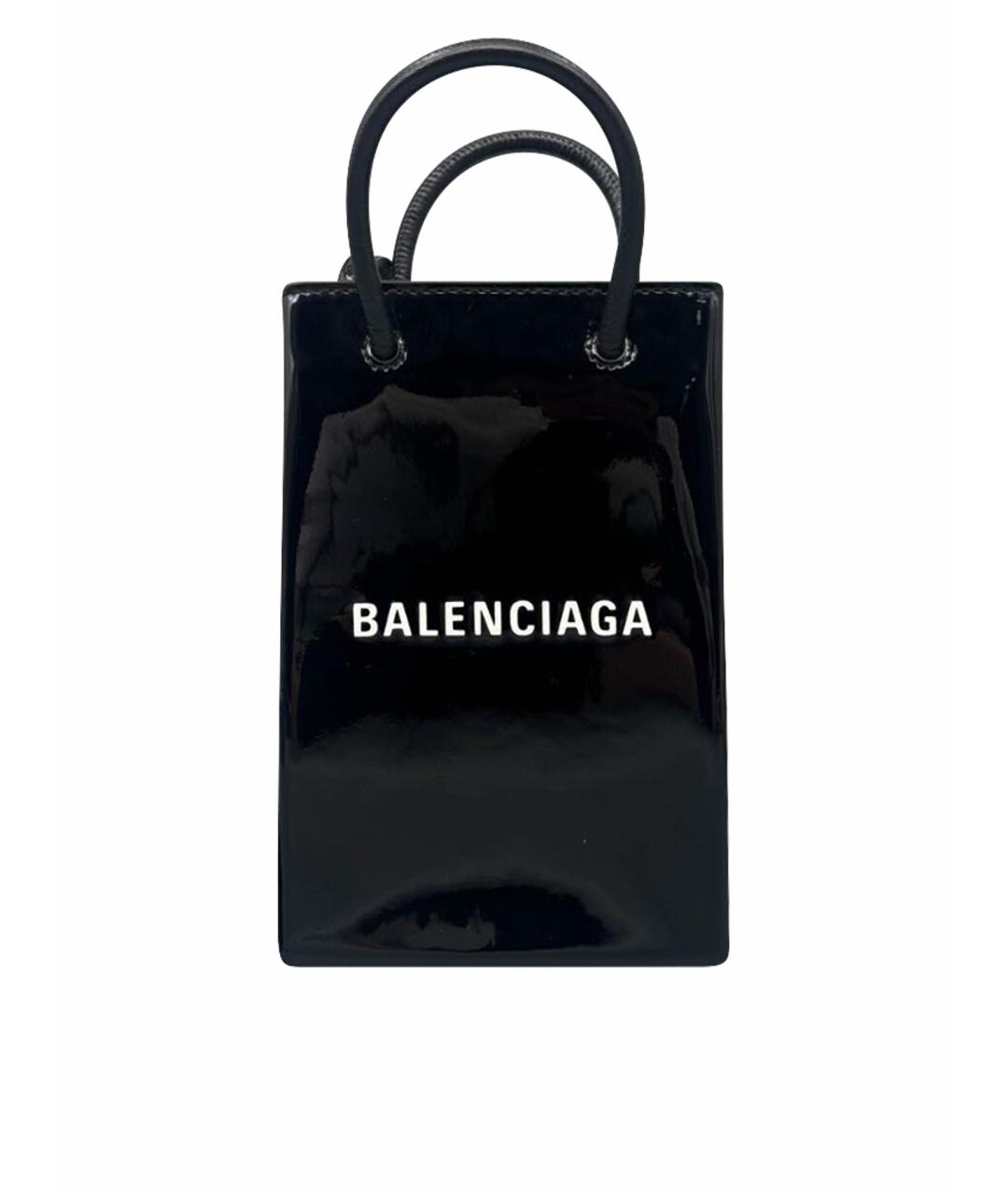 BALENCIAGA Черная кожаная сумка с короткими ручками, фото 1