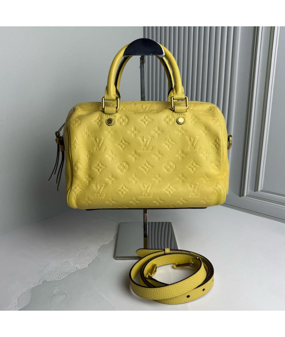 LOUIS VUITTON Желтая кожаная сумка с короткими ручками, фото 9