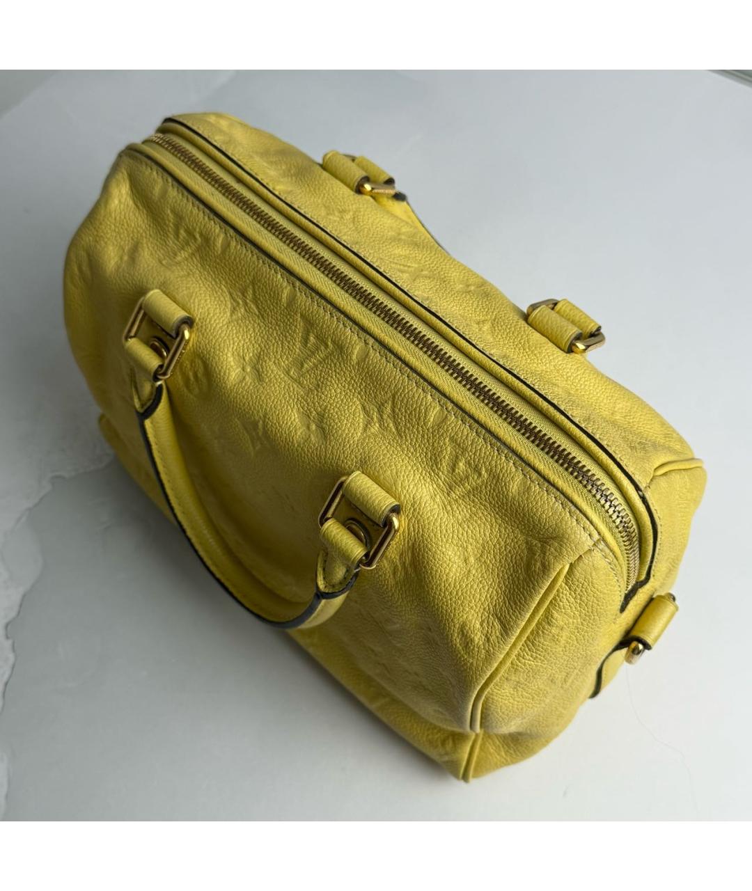 LOUIS VUITTON Желтая кожаная сумка с короткими ручками, фото 5