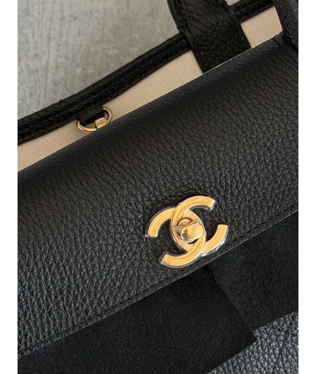 CHANEL Черная кожаная сумка тоут, фото 6