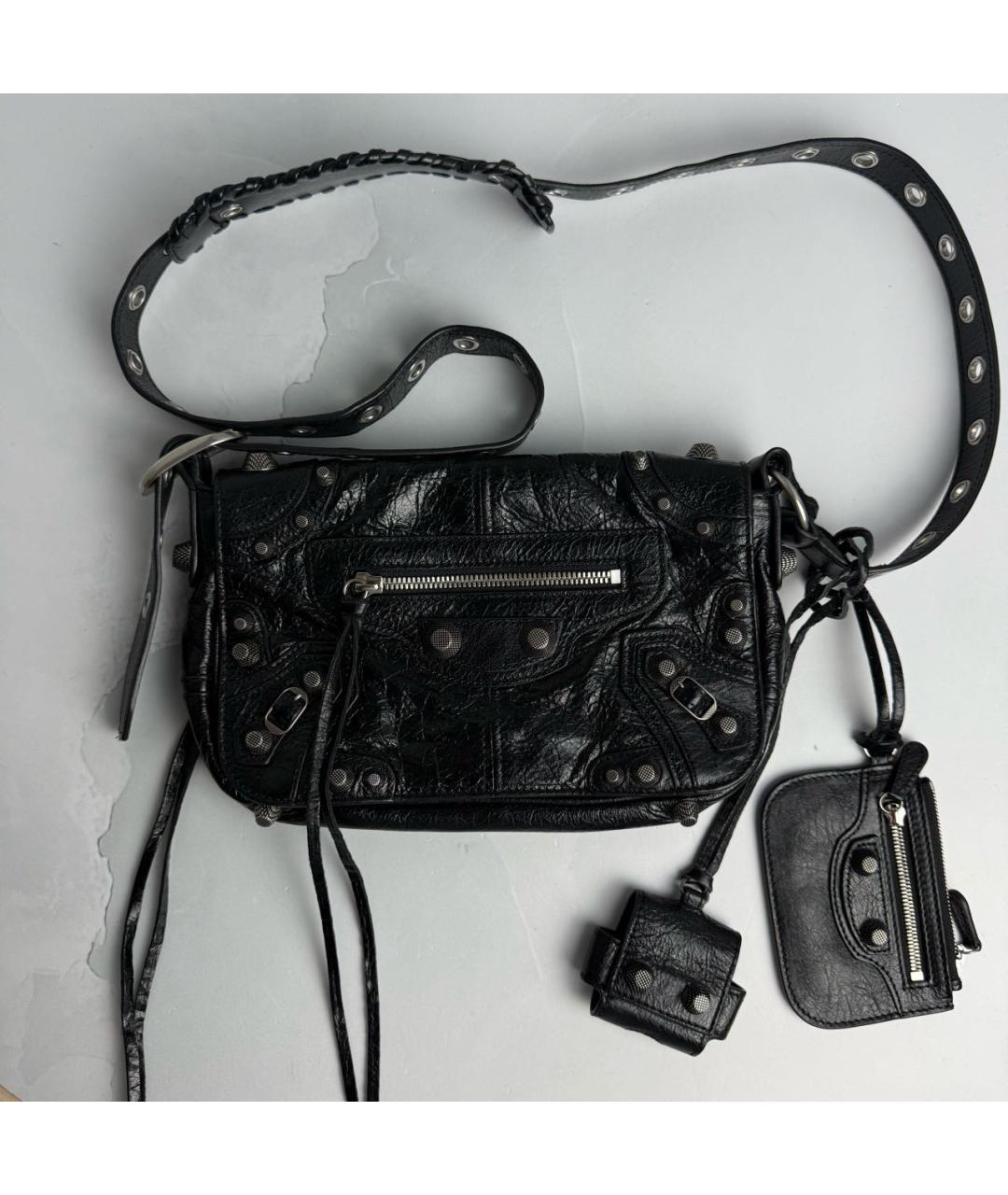 BALENCIAGA Черная кожаная сумка через плечо, фото 9