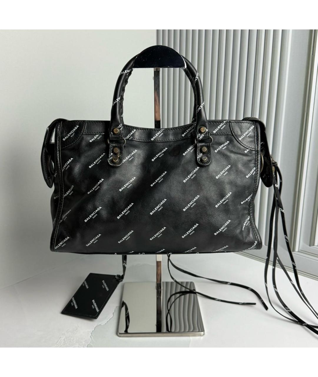 BALENCIAGA Черная кожаная сумка с короткими ручками, фото 2