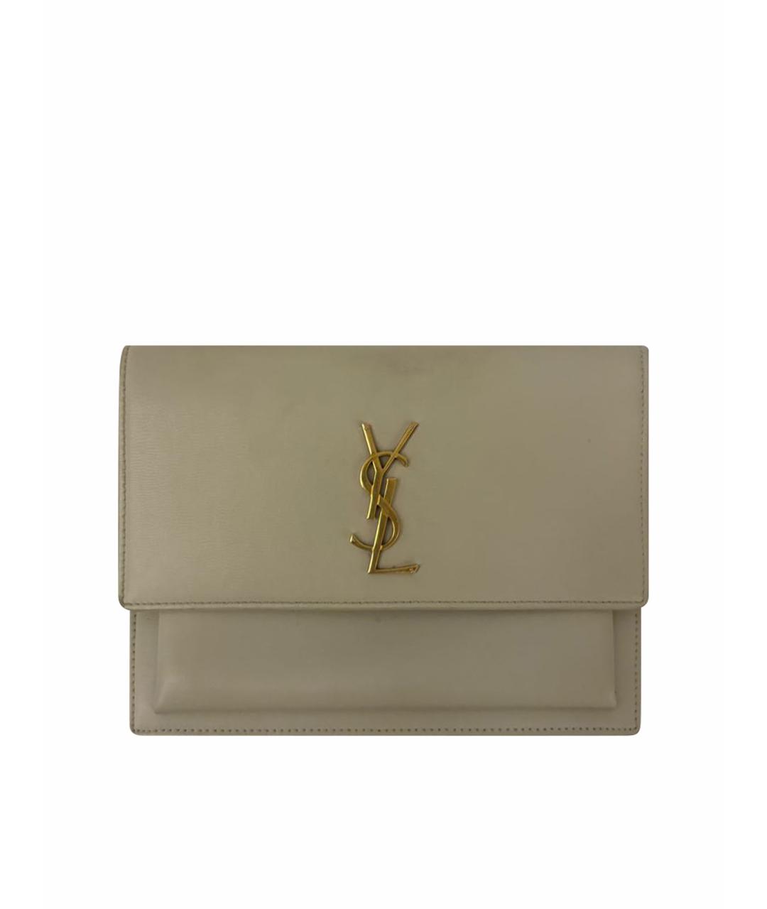 SAINT LAURENT Бежевая кожаная сумка через плечо, фото 1