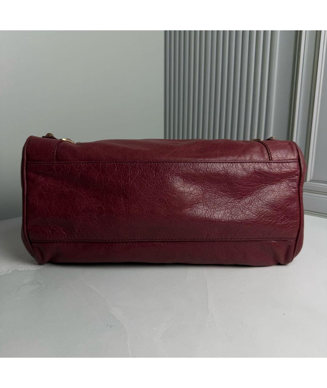 BALENCIAGA Бордовая кожаная сумка с короткими ручками, фото 6