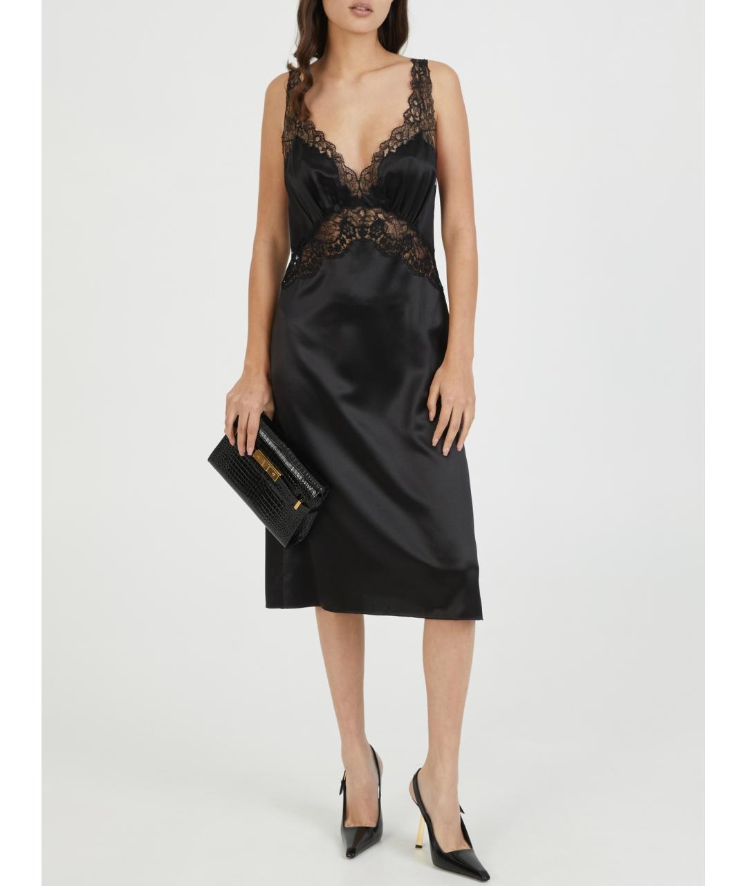 SAINT LAURENT Черное шелковое платье, фото 5