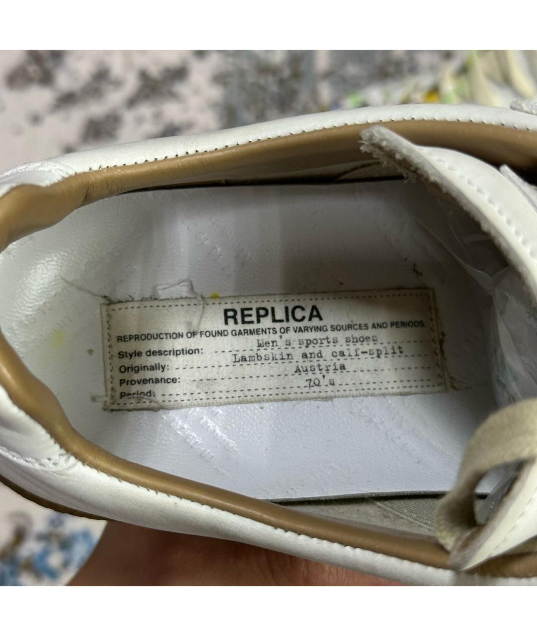MAISON MARGIELA Белые кожаные низкие кроссовки / кеды, фото 6