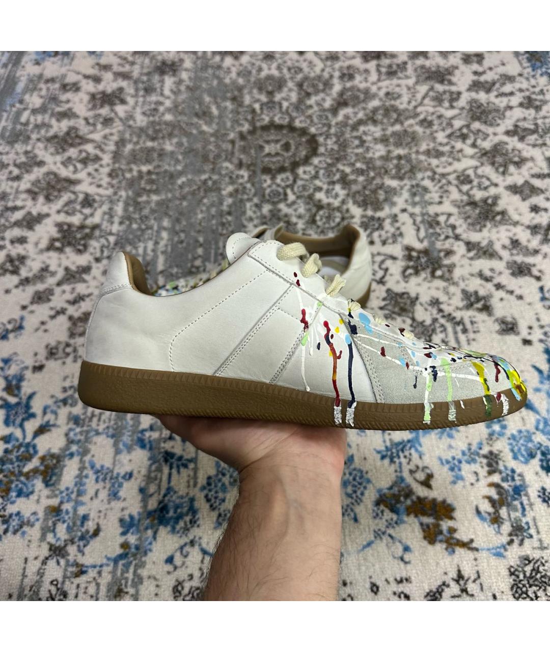 MAISON MARGIELA Белые кожаные низкие кроссовки / кеды, фото 4