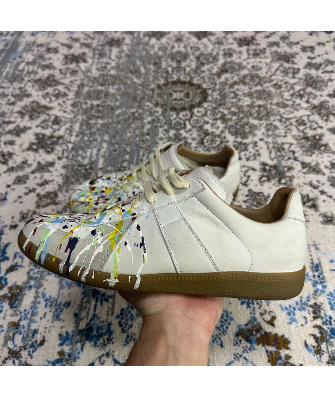 MAISON MARGIELA Белые кожаные низкие кроссовки / кеды, фото 2