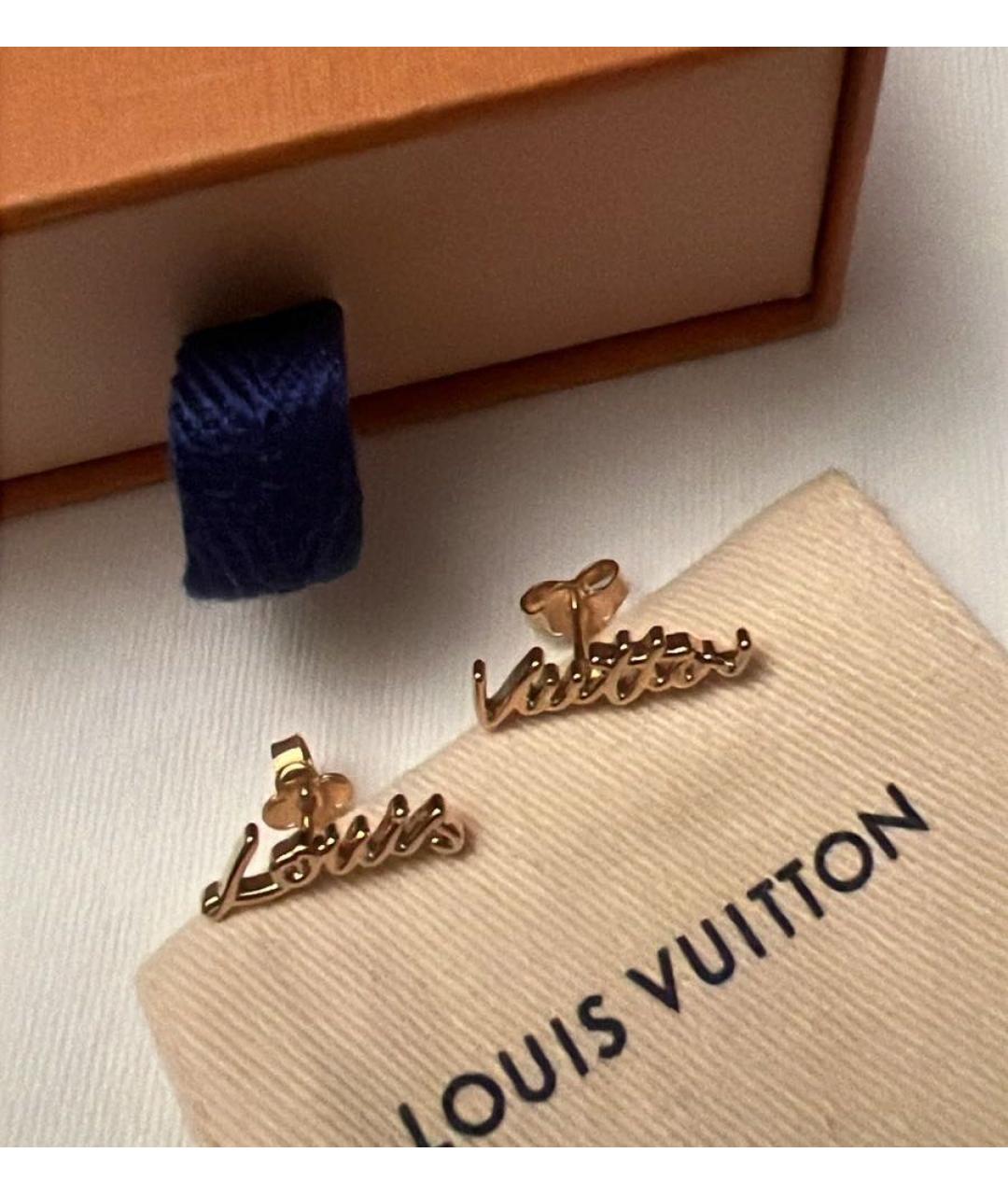LOUIS VUITTON Золотые металлические серьги, фото 2