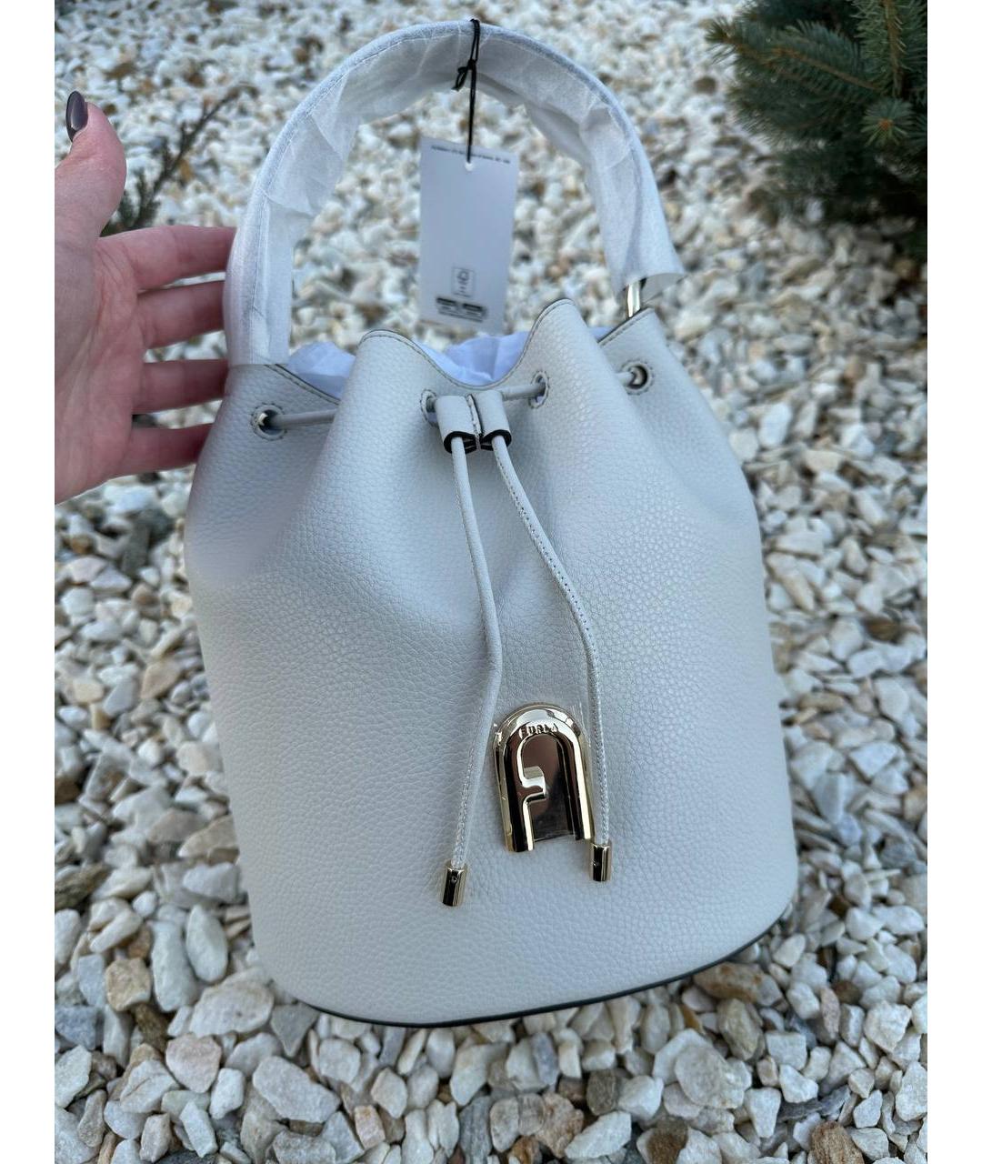 FURLA Белая кожаная сумка тоут, фото 5