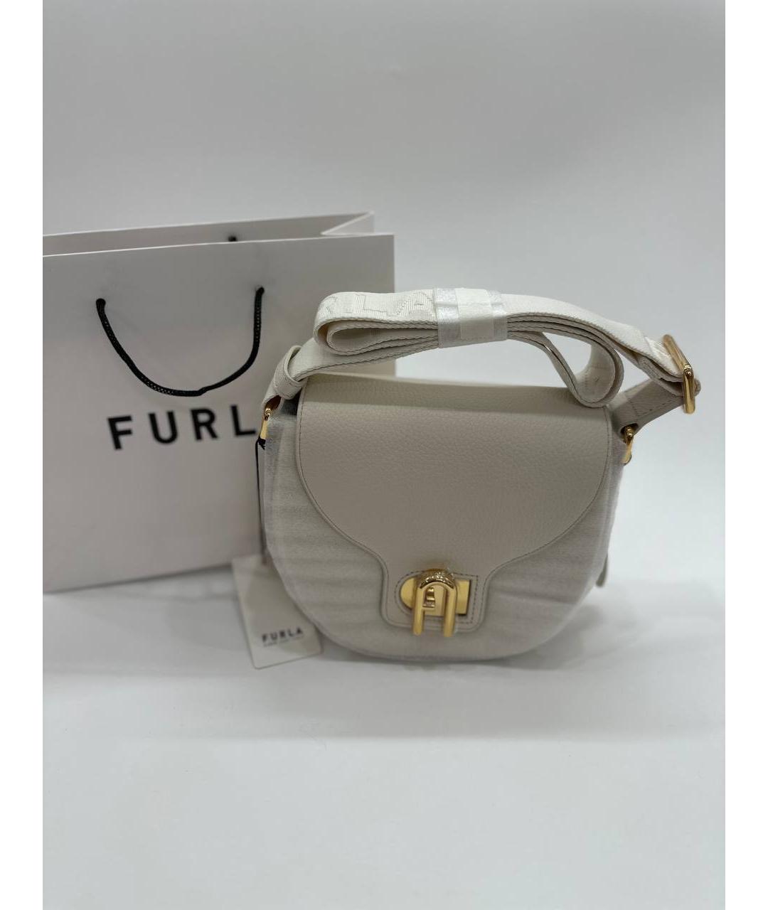 FURLA Бежевая кожаная сумка через плечо, фото 5