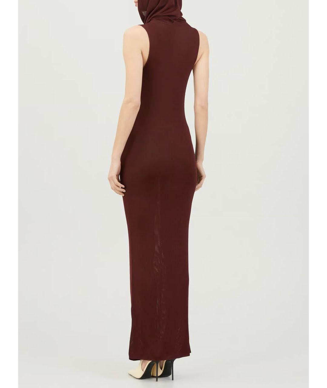 SAINT LAURENT Бордовое вискозное коктейльное платье, фото 8