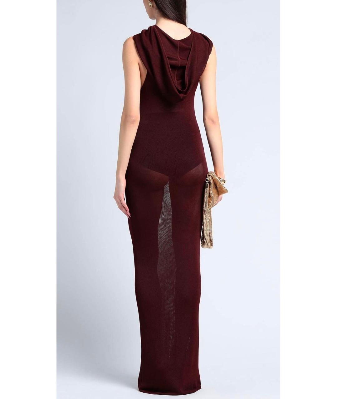 SAINT LAURENT Бордовое вискозное коктейльное платье, фото 8