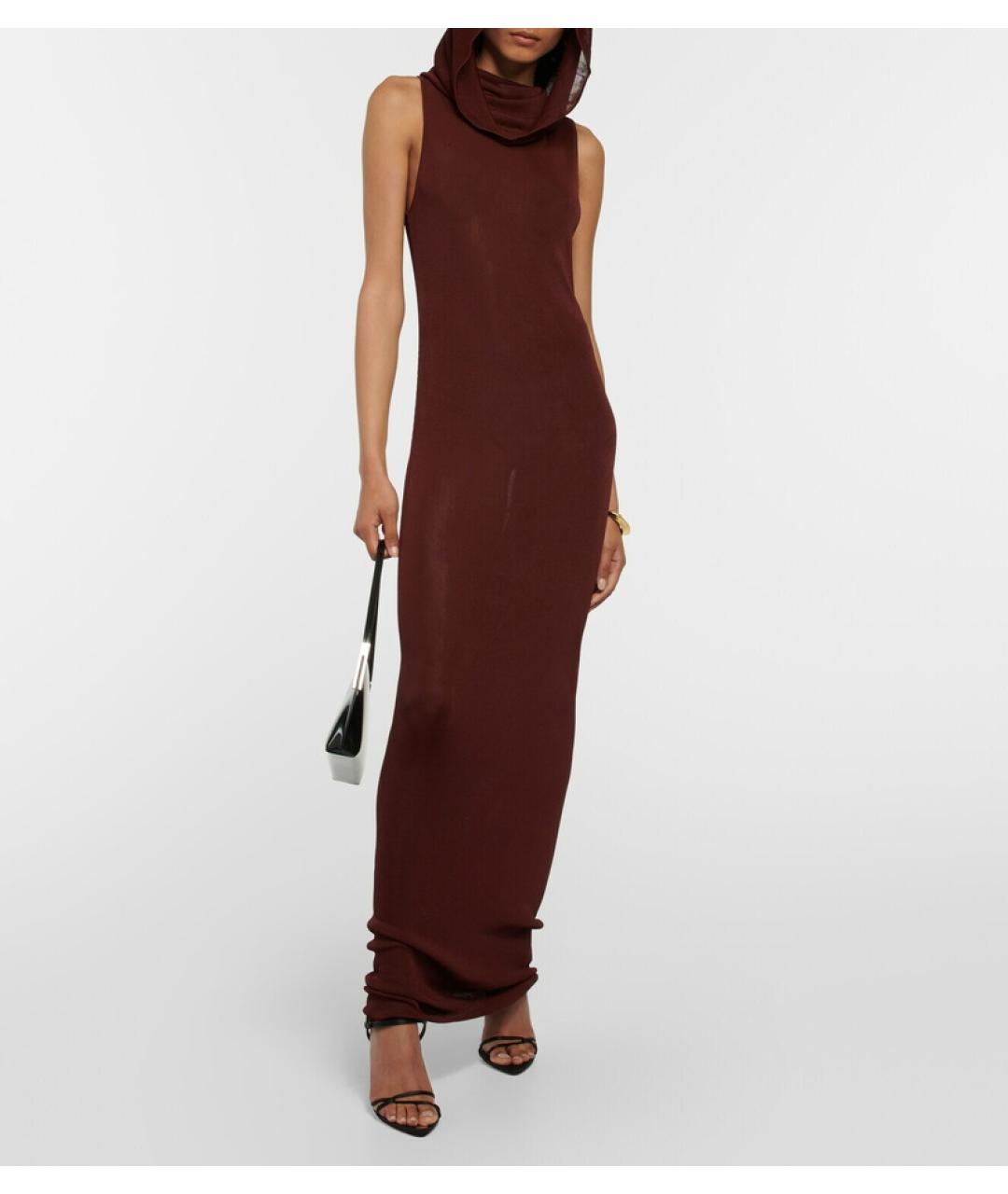 SAINT LAURENT Бордовое вискозное коктейльное платье, фото 2