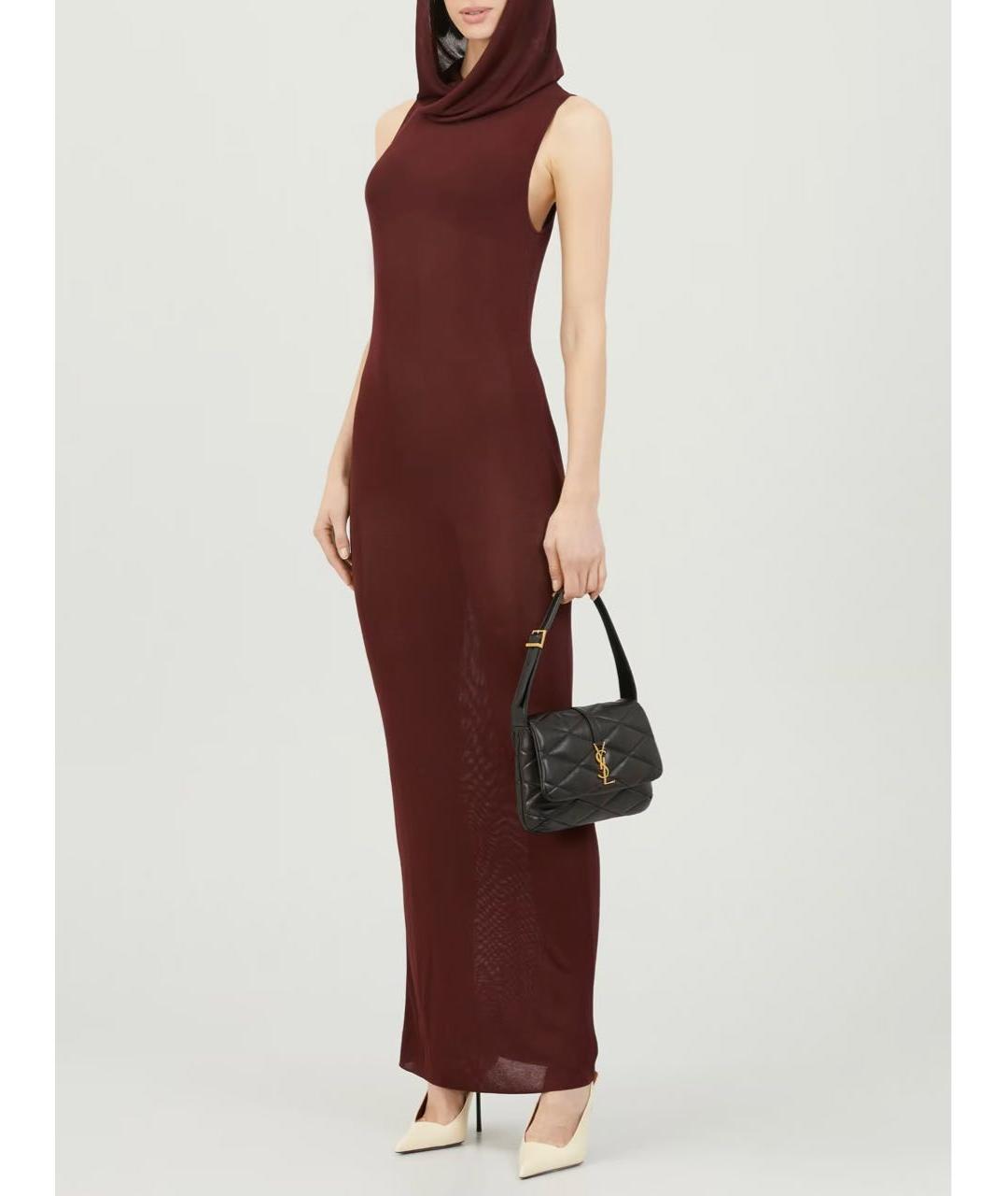 SAINT LAURENT Бордовое вискозное коктейльное платье, фото 7