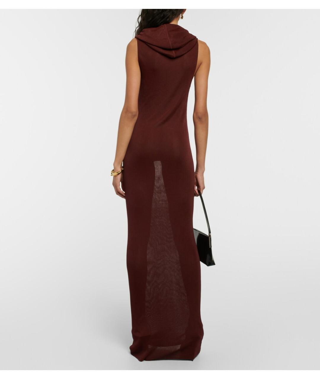 SAINT LAURENT Бордовое вискозное коктейльное платье, фото 3