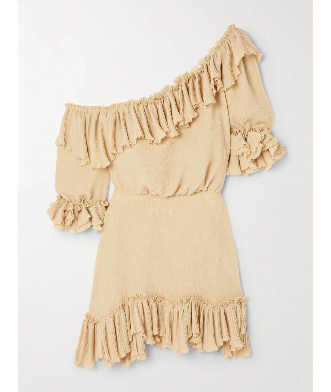 SAINT LAURENT Бежевое шелковое коктейльное платье, фото 10