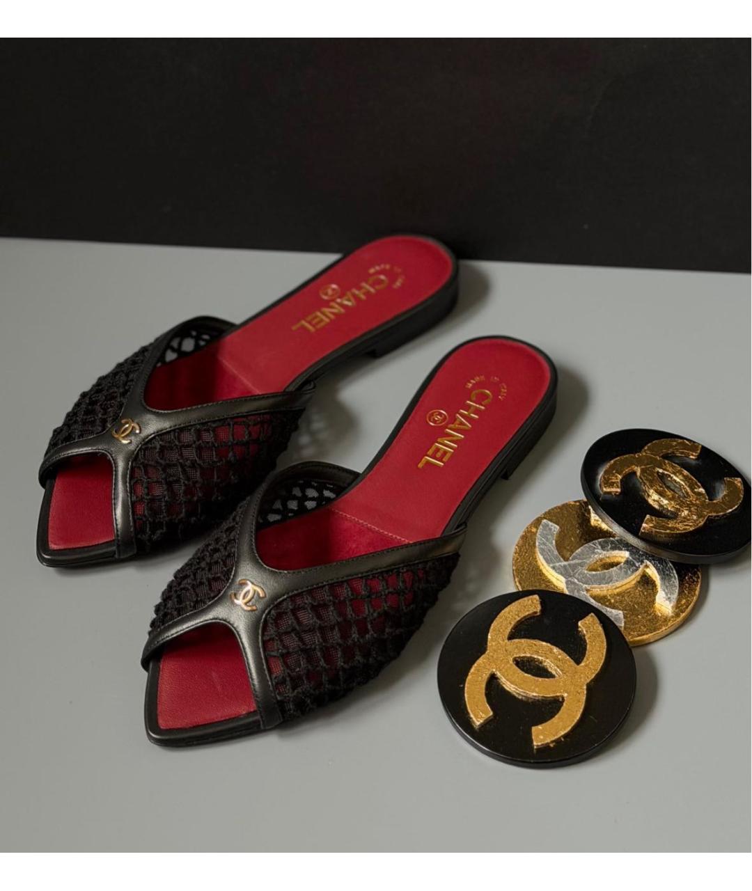 CHANEL Черные текстильные мюли, фото 2