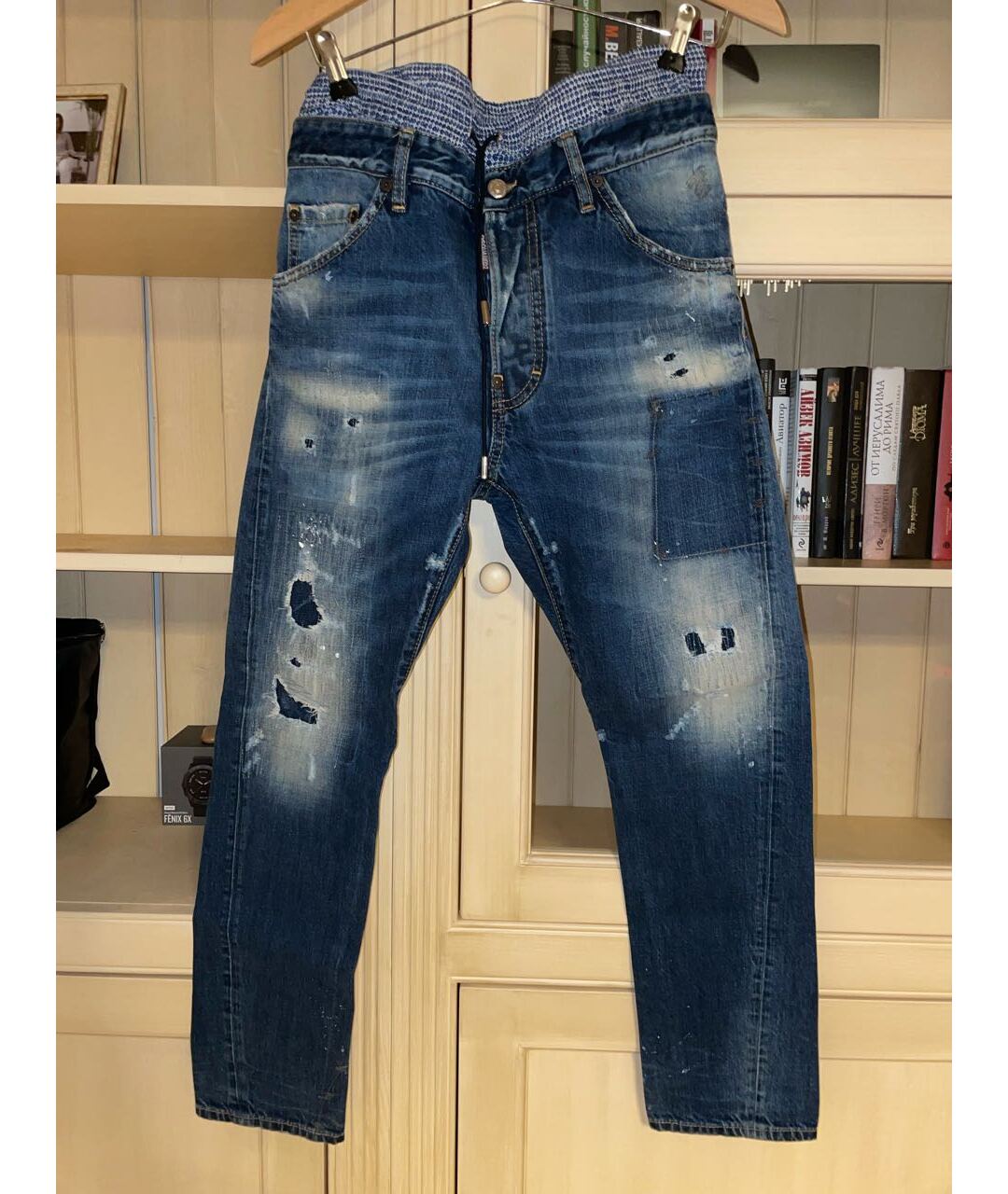 DSQUARED2 Синие прямые джинсы, фото 5