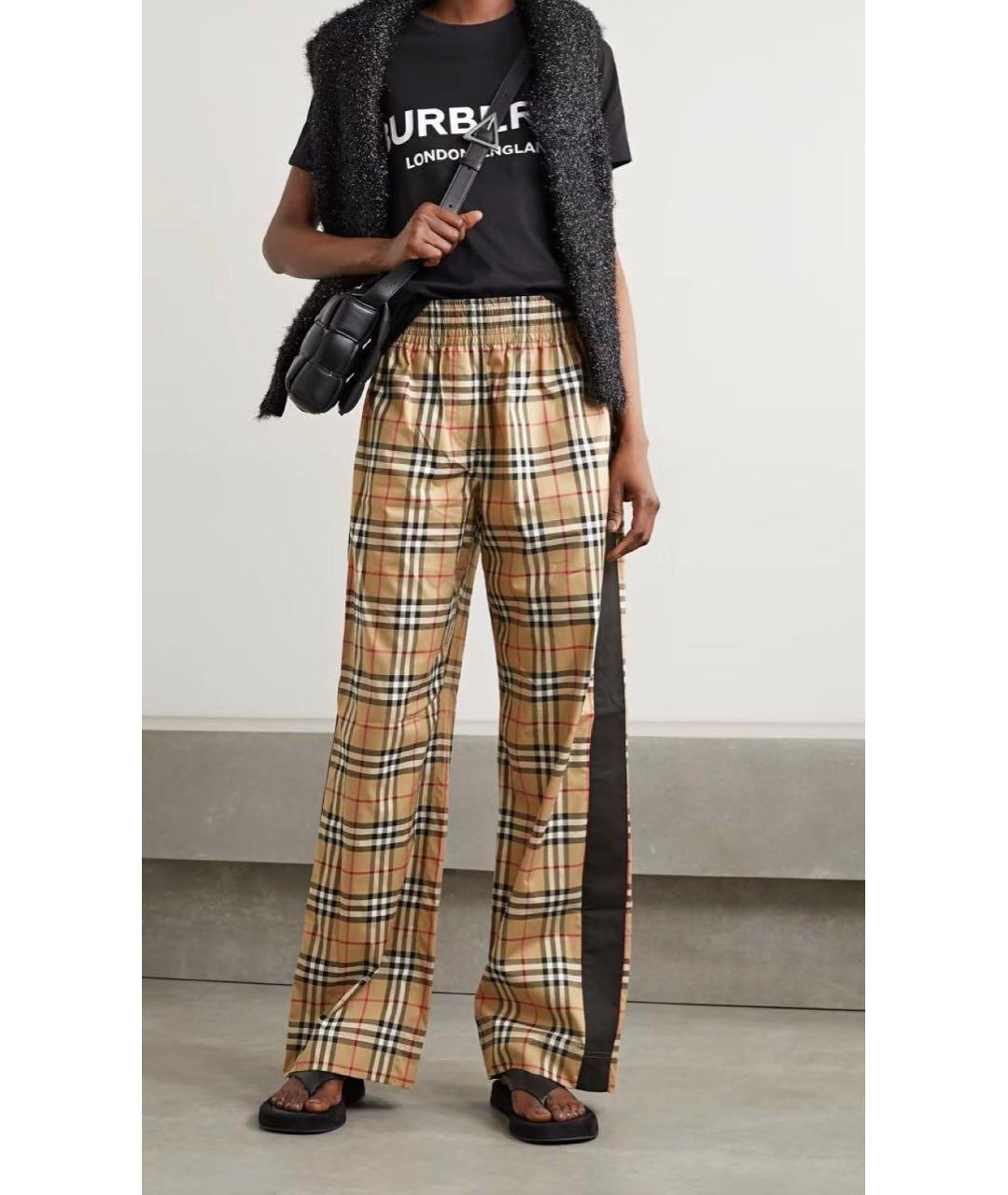 BURBERRY Бежевые хлопковые брюки широкие, фото 2