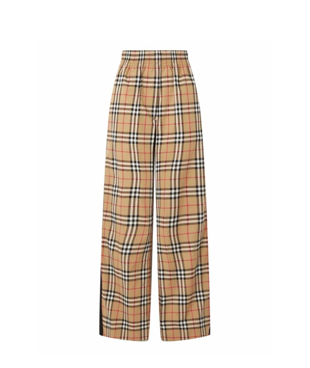 BURBERRY Бежевые хлопковые брюки широкие, фото 1