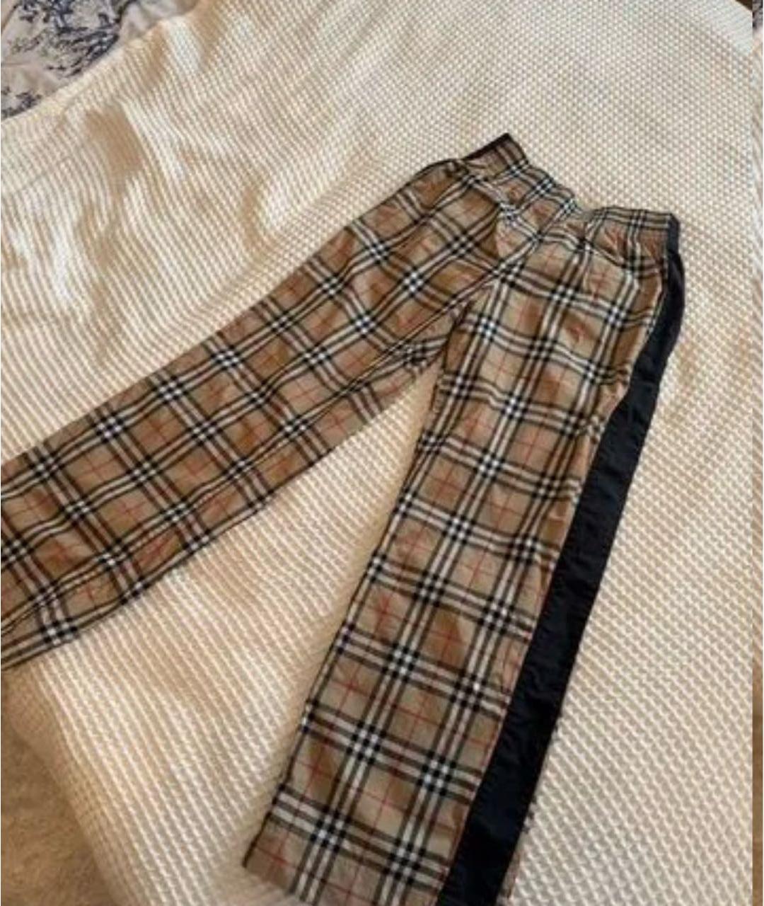 BURBERRY Бежевые хлопковые брюки широкие, фото 3