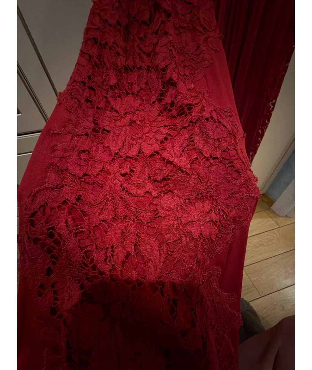 VALENTINO Красная полиамидовая юбка макси, фото 4