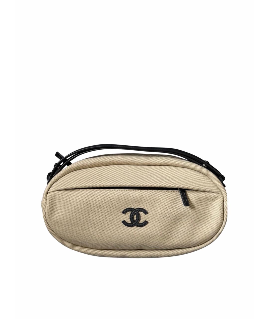 CHANEL Бежевая тканевая сумка через плечо, фото 1