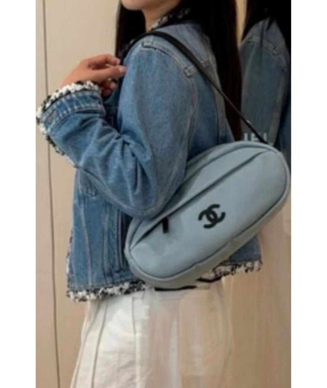 CHANEL Голубая тканевая сумка через плечо, фото 2