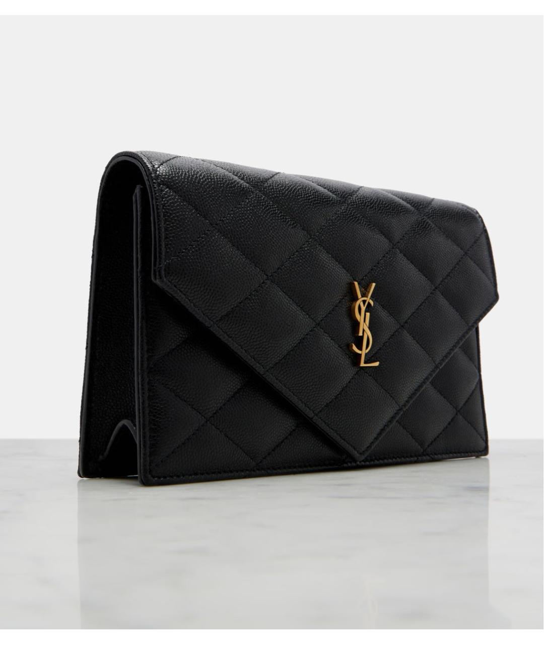 SAINT LAURENT Черная кожаная сумка через плечо, фото 2