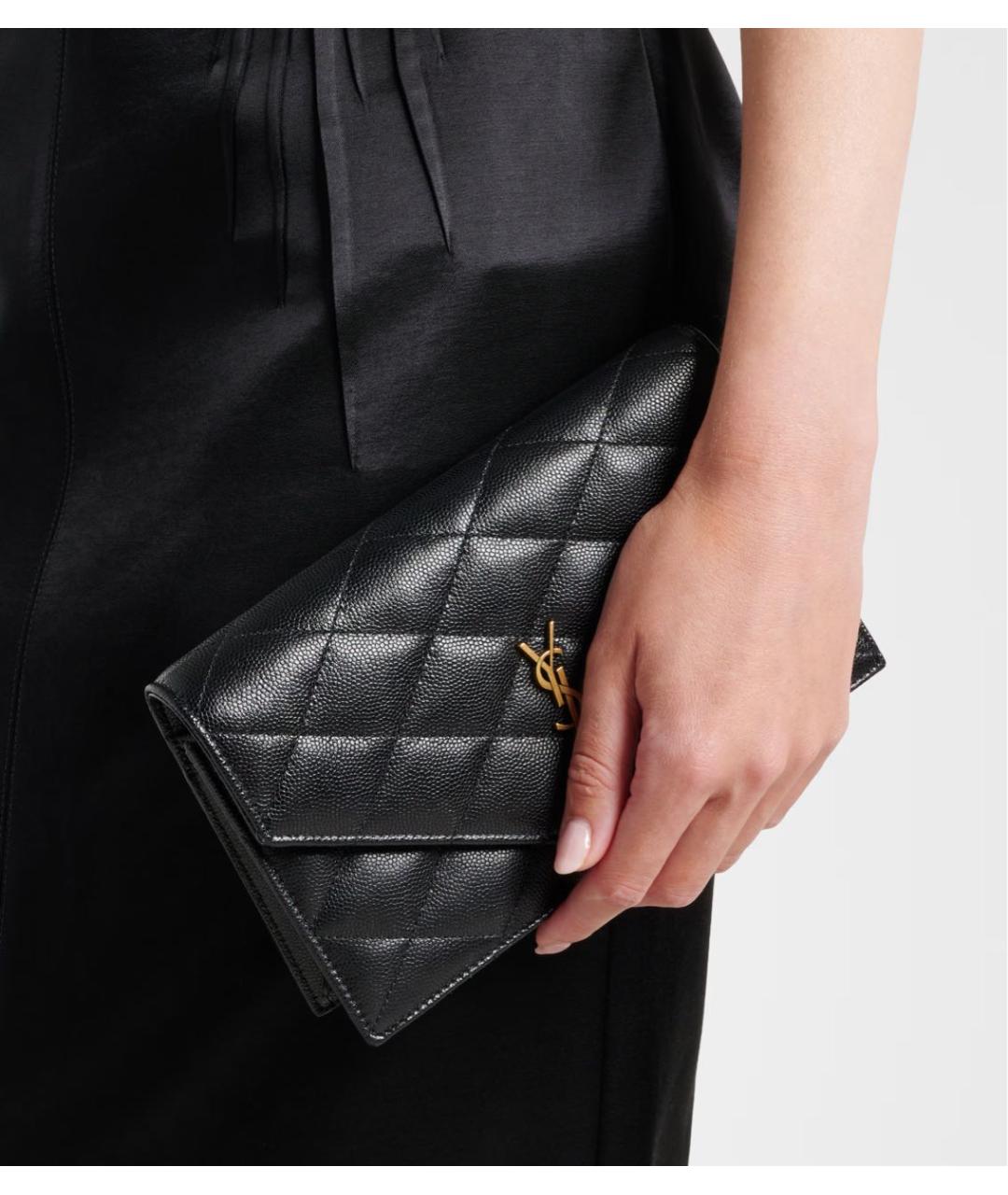 SAINT LAURENT Черная кожаная сумка через плечо, фото 4