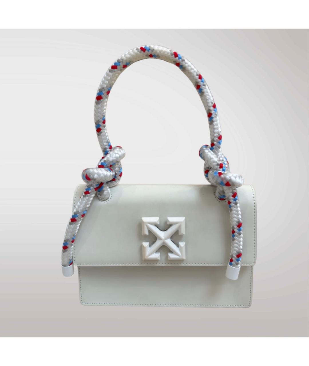 OFF-WHITE Белая кожаная сумка с короткими ручками, фото 6