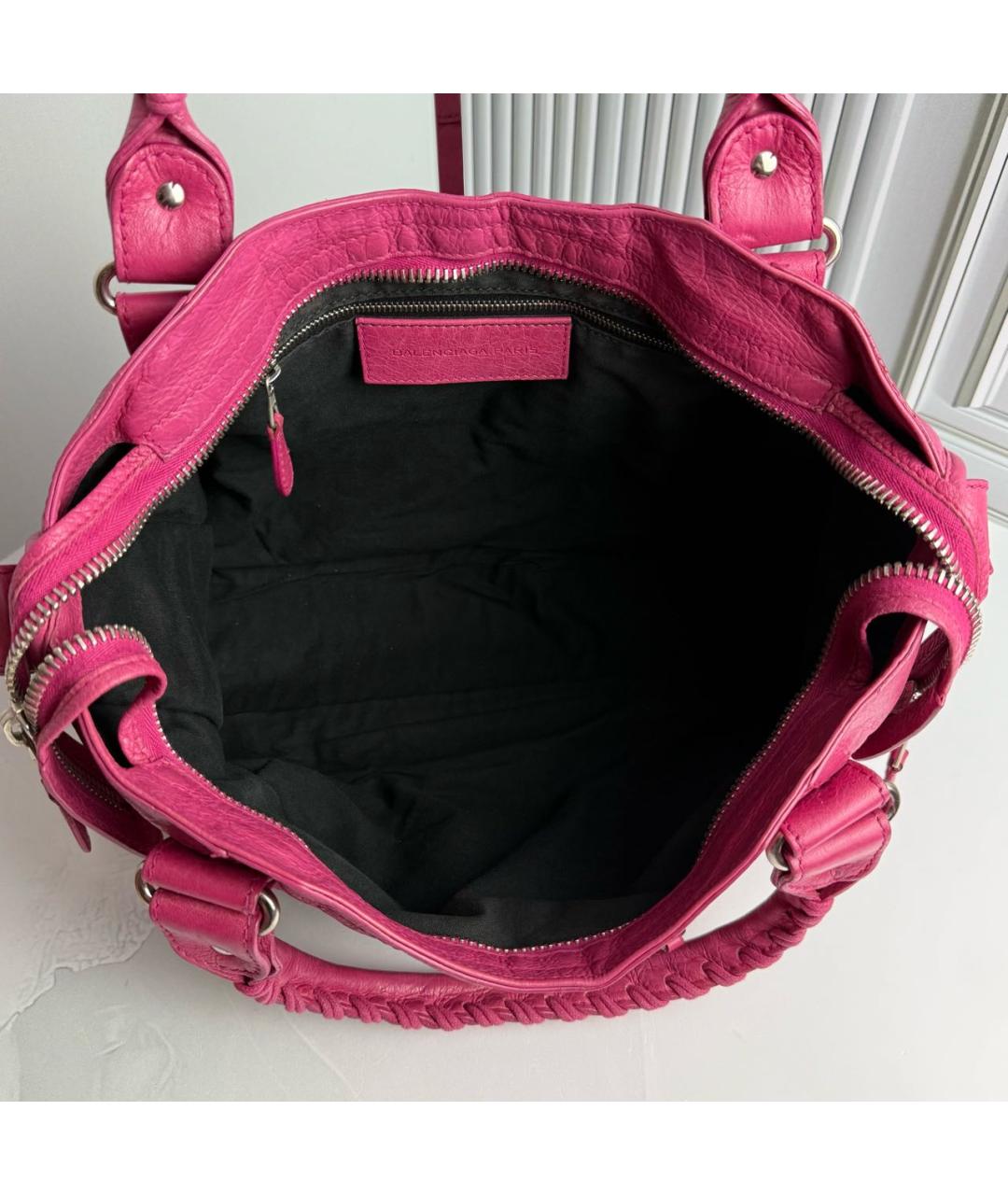 BALENCIAGA Розовая кожаная сумка с короткими ручками, фото 8