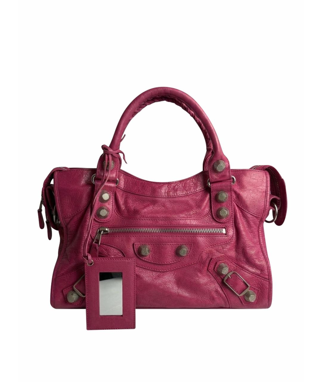 BALENCIAGA Розовая кожаная сумка с короткими ручками, фото 1