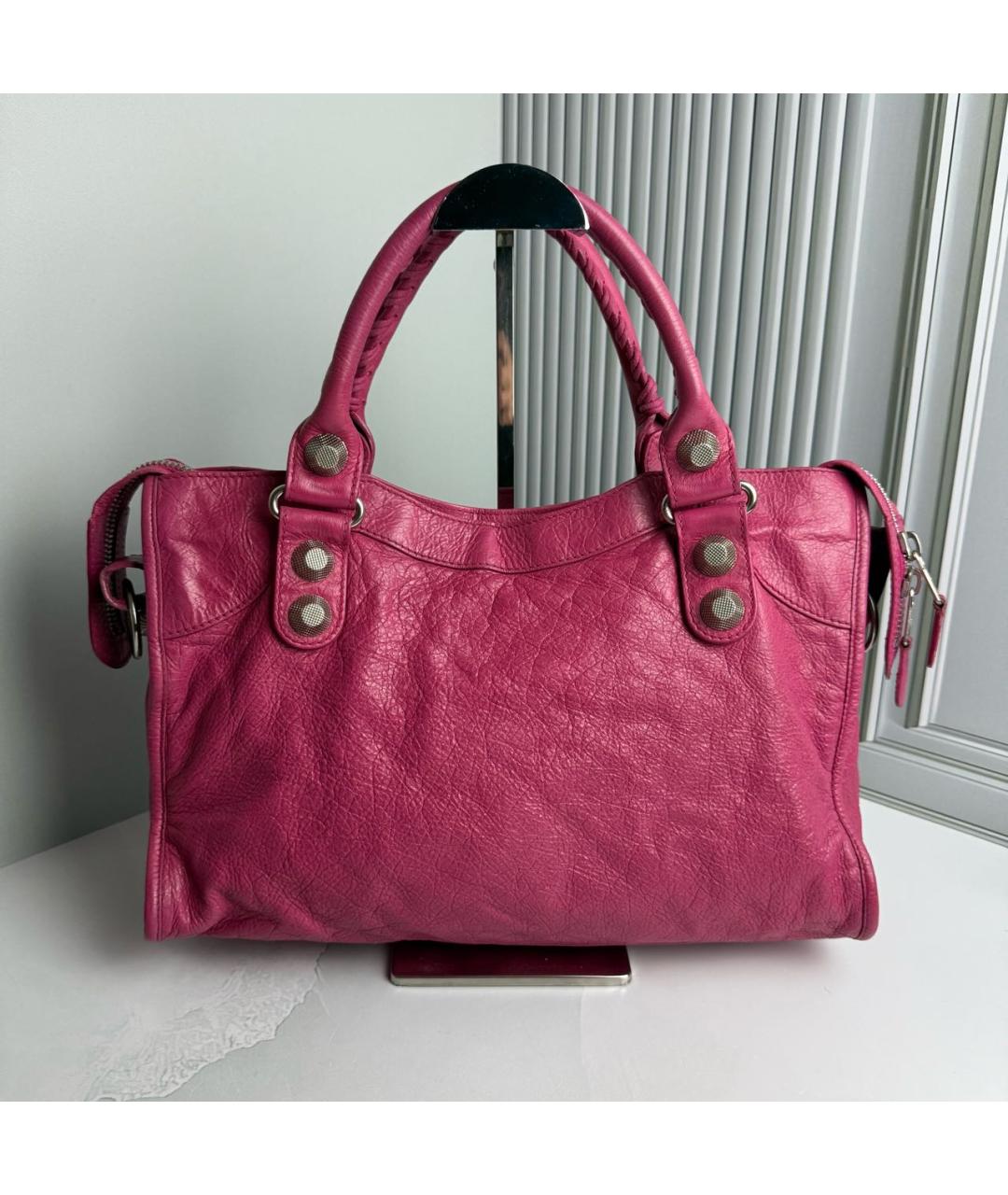 BALENCIAGA Розовая кожаная сумка с короткими ручками, фото 2