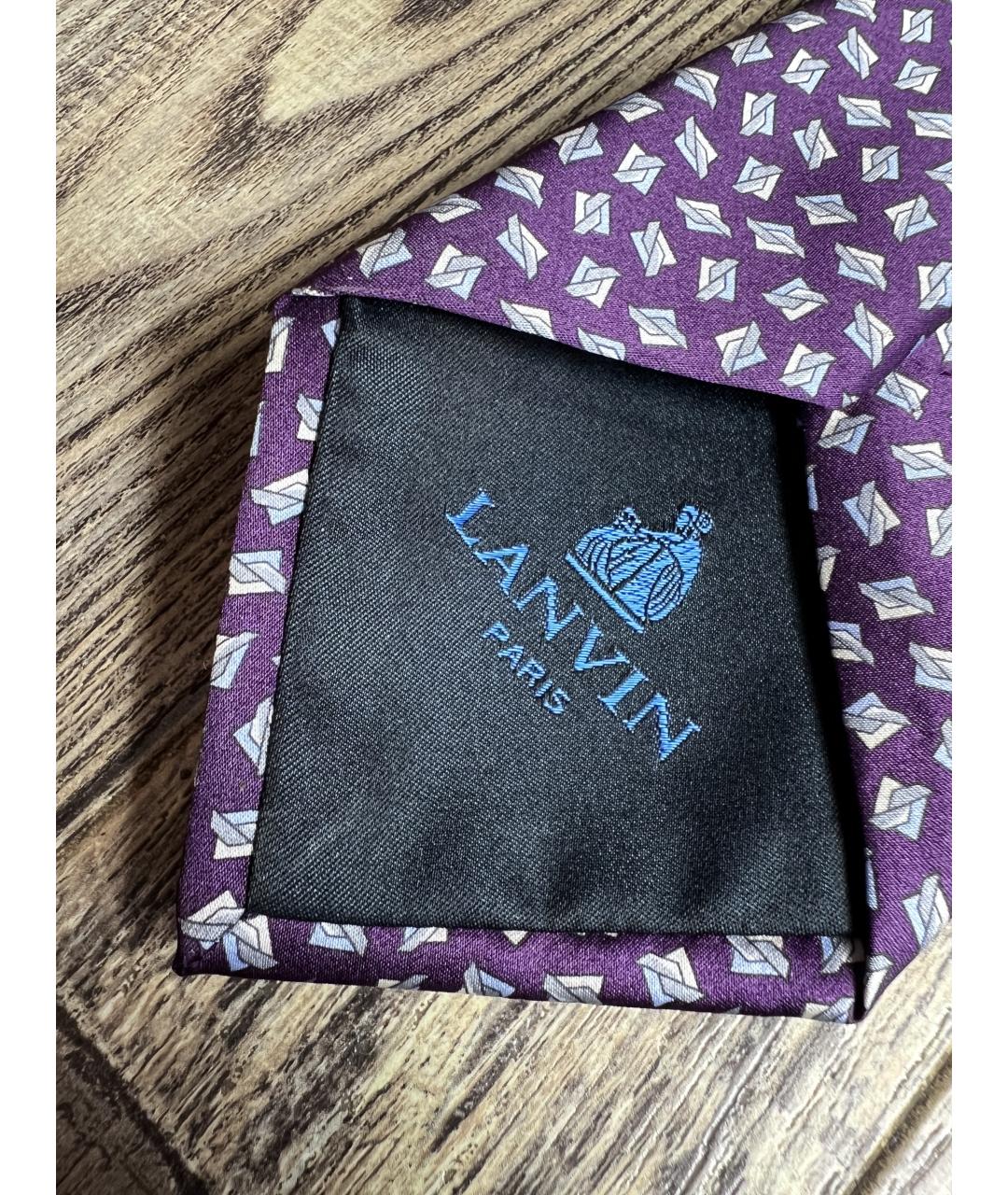 LANVIN Фиолетовый шелковый галстук, фото 7