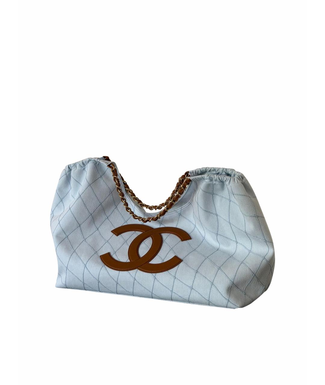 CHANEL Голубая кожаная пляжная сумка, фото 1