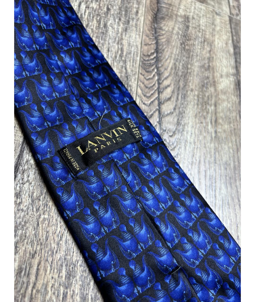 LANVIN Синий шелковый галстук, фото 3