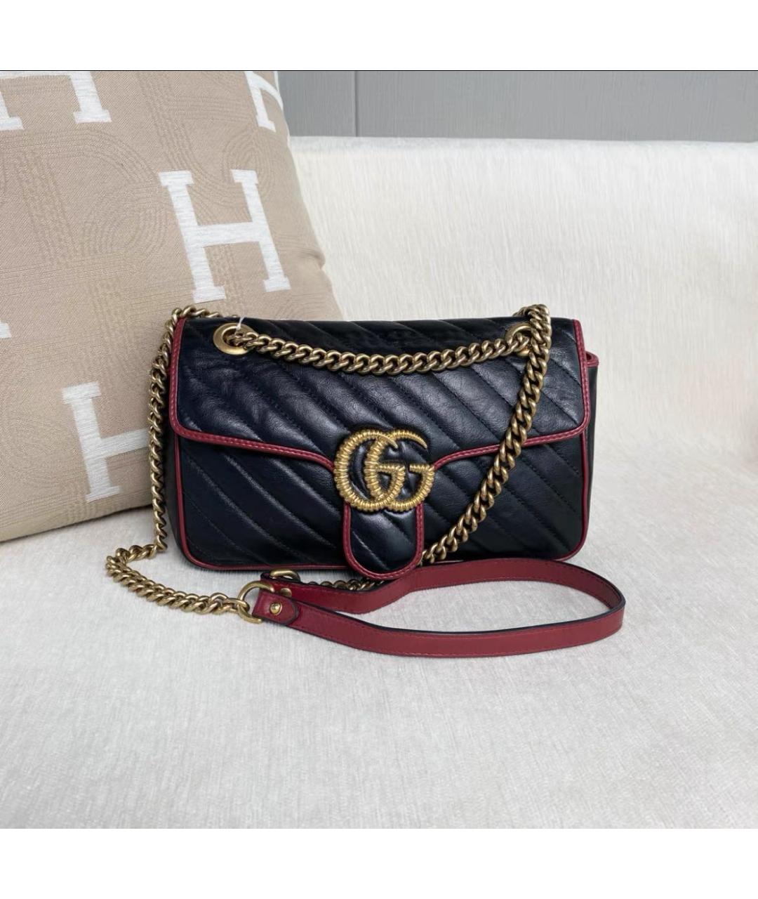 GUCCI Черная кожаная сумка через плечо, фото 3