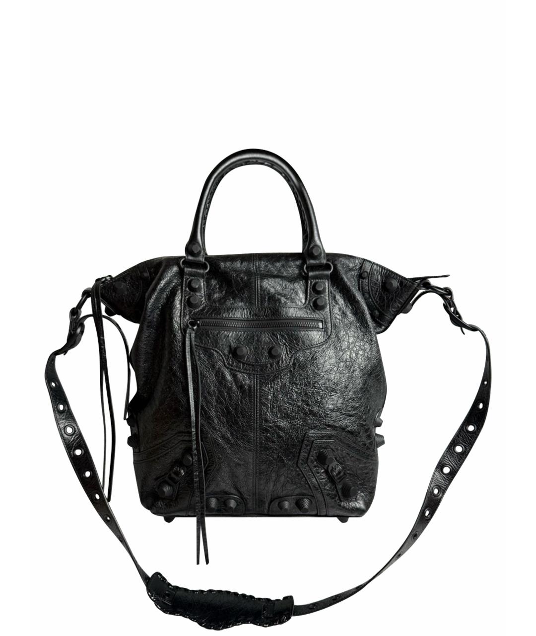 BALENCIAGA Черная кожаная сумка тоут, фото 1