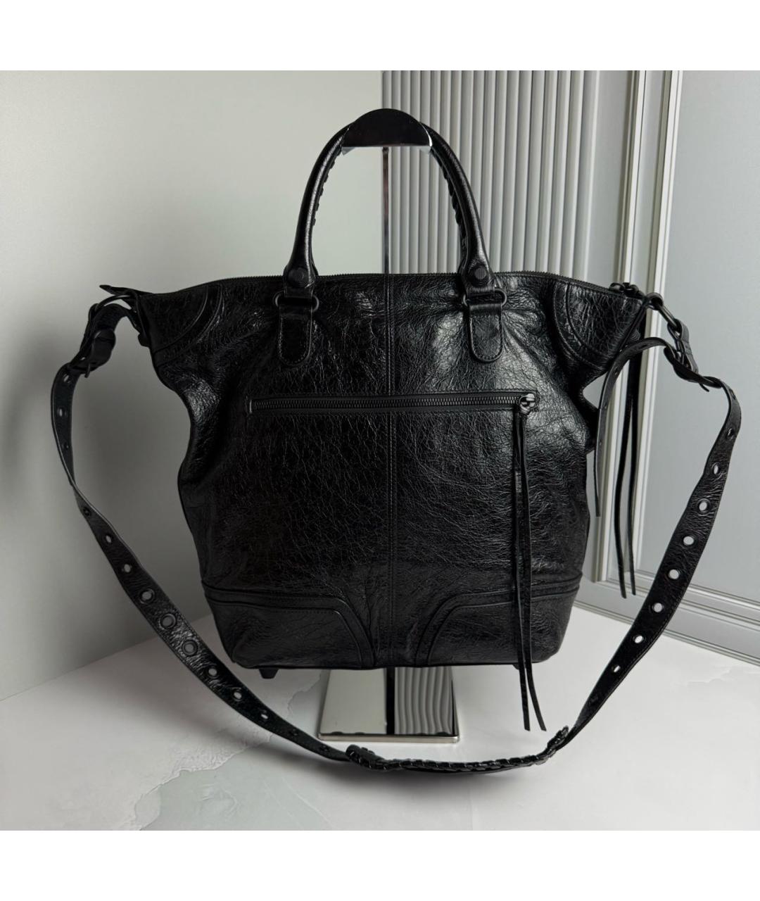 BALENCIAGA Черная кожаная сумка тоут, фото 2